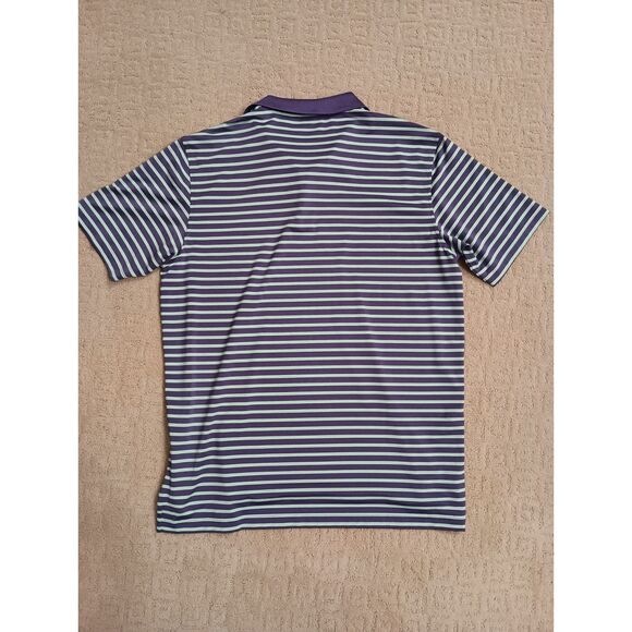 Peter Millar Polo Mens Large Purple & Green Striped Short Sleeve Summer Comfort - Picture 2 of 8